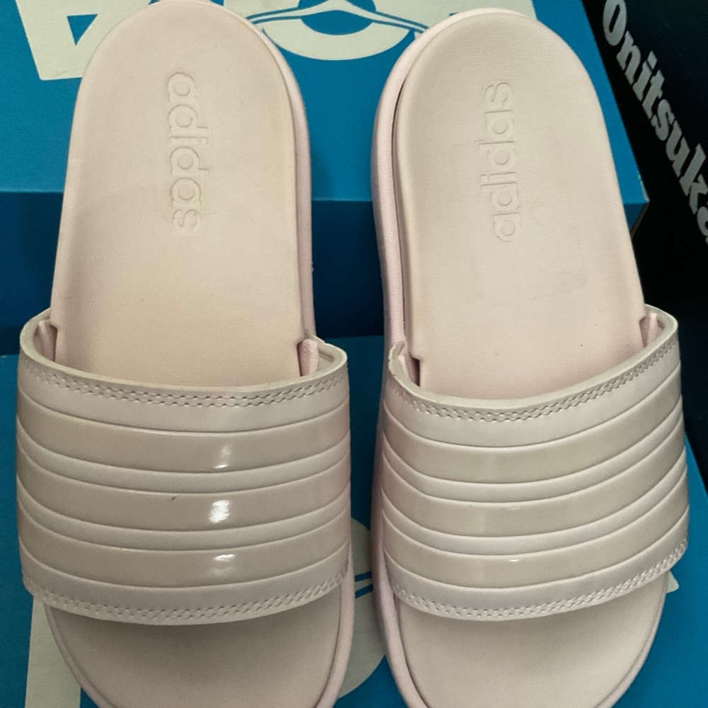 Adidas pinkish slip on flatform